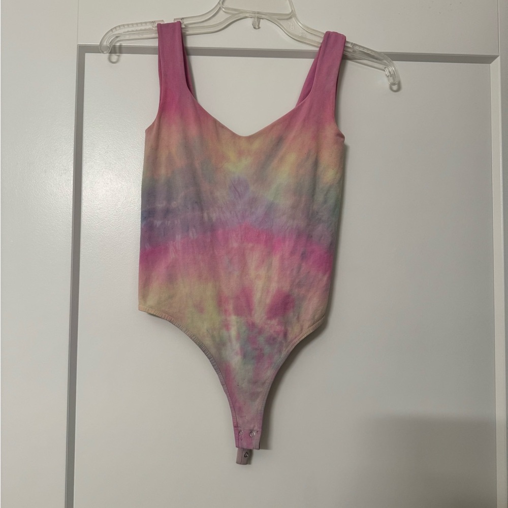Rainbow Tie dye Free People Clean Lines Bodysuit